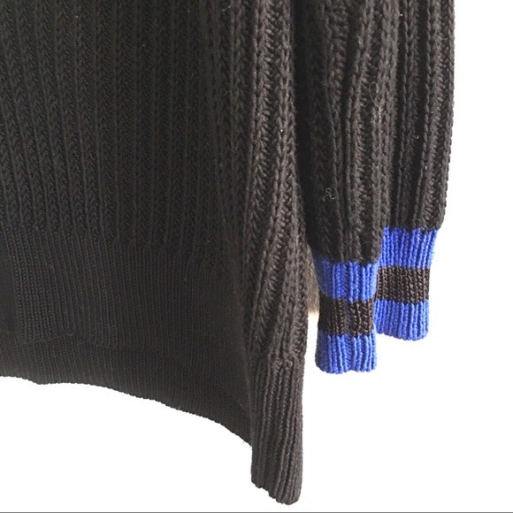 Rag & Bone Black Blue Deep V Neck Talia Sweater - Picture 7 of 8